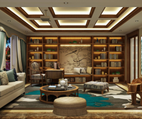 新中式客厅电视背景墙墙衣画