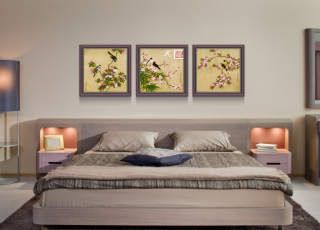 现代简约清静花鸟卧室墙衣画