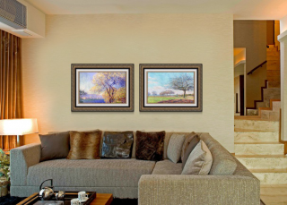 北欧手绘油画客厅墙衣画