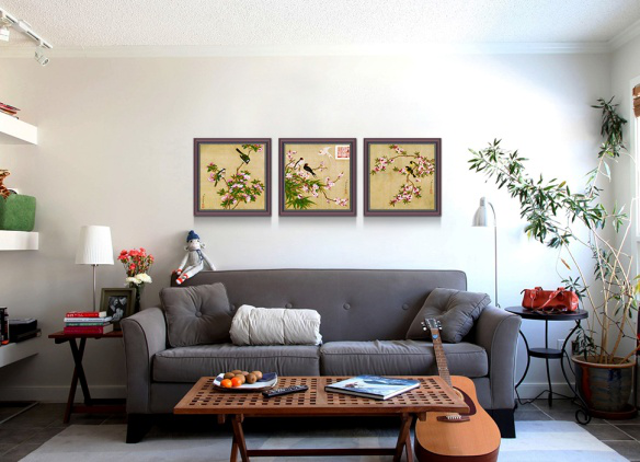 手绘花鸟油画客厅墙衣画