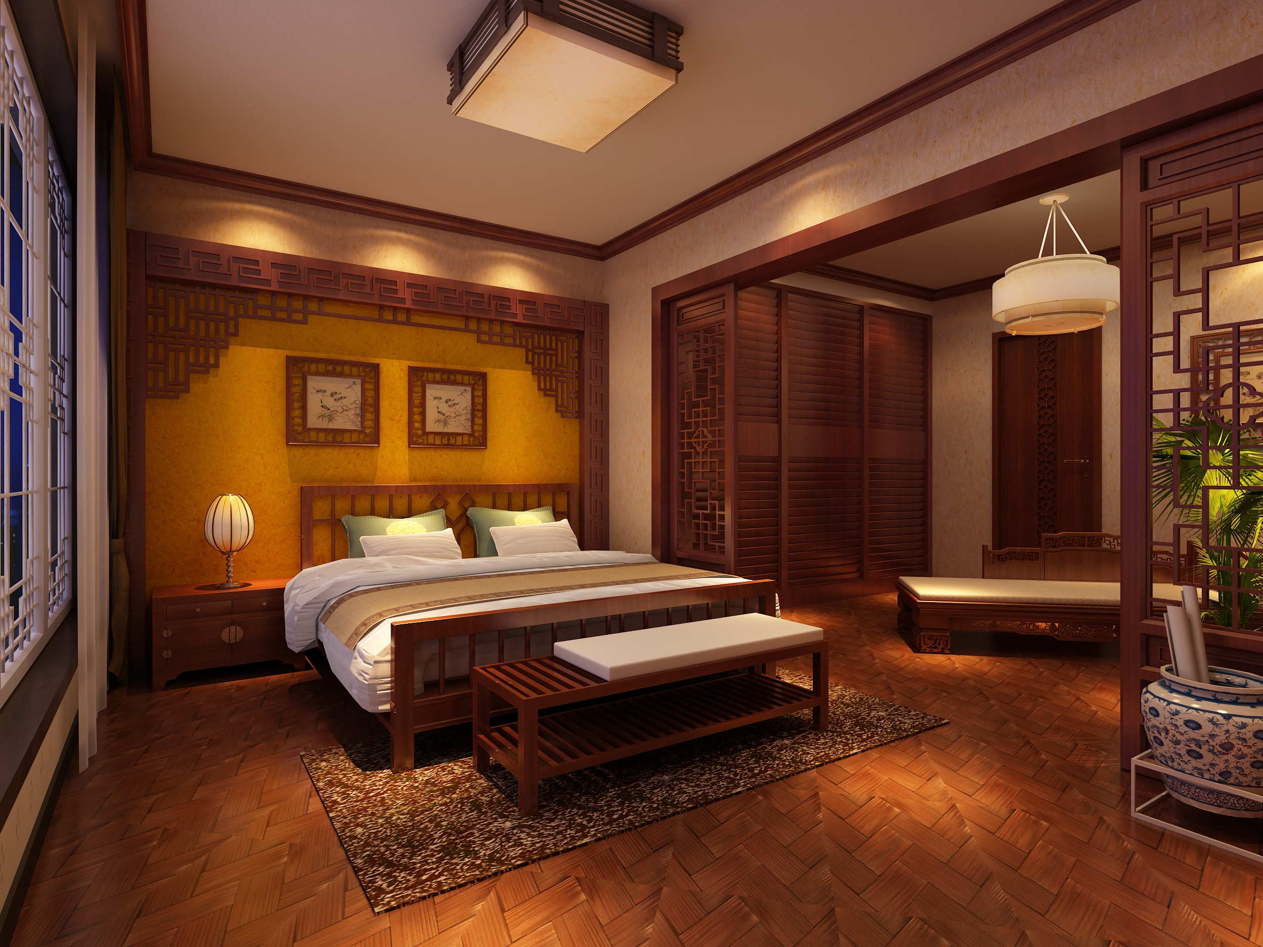 卧室<a href='http://www.tonak.cn/qyxgt/' target='_blank'><u>墙衣效果图</u></a>